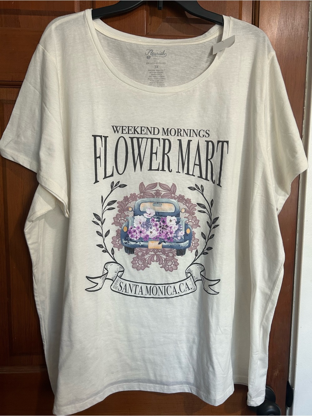 Fleurish White Graphic Tee with Black Print